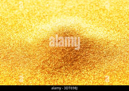 Collection of Golden Glitter Sparkles Arranged in a Mosaic Pattern Stock Photo