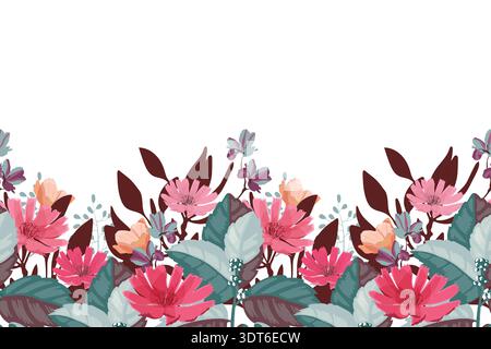 Vector floral seamless pattern, border Stock Vector