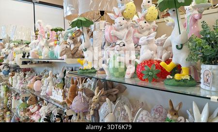 Niagara Falls, ON, Canada - February 15, 2026: A colorful Easter decorations are displayed on the shelf. It can be used for holiday and spring themes. Stock Photo