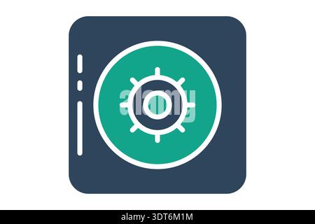 Vault solid icon. Icon related to bank. safe elements vector illustration Stock Vector
