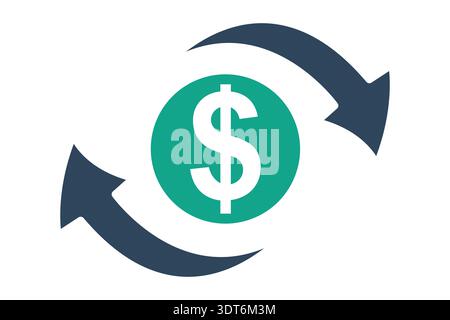 Money transfer solid icon. Icon related to bank. transfer elements vector illustration Stock Vector