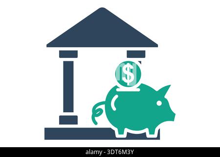Savings solid icon. Icon related to bank. Savings elements vector illustration Stock Vector