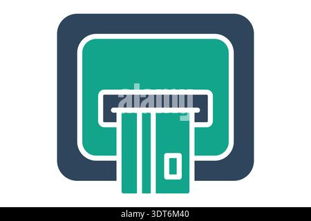 ATM Machine solid icon. Icon related to bank. cash transactions elements vector illustration Stock Vector