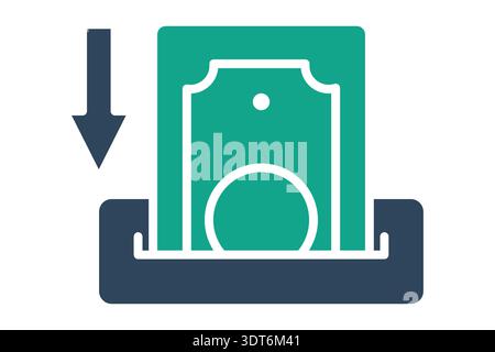 Deposit solid icon. Icon related to bank. Saving elements vector illustration Stock Vector