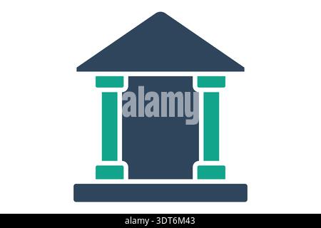 Bank solid icon. Line icon style. Icon related to financial institution. Building elements vector illustration Stock Vector