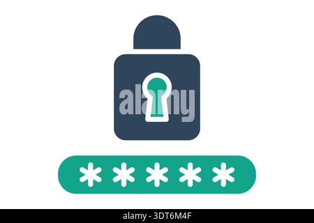 Password solid icon. Icon related to security. account elements vector illustration Stock Vector