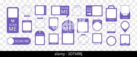 Scan me Frame. Buy now in app box by Scanning barcode. Mobile payment button and shop identification icon. Flat Vector illustration. Stock Vector