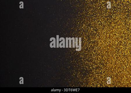 Collection of Golden Glitter on a Dark Background Creates a Sparkling Mosaic Effect Stock Photo