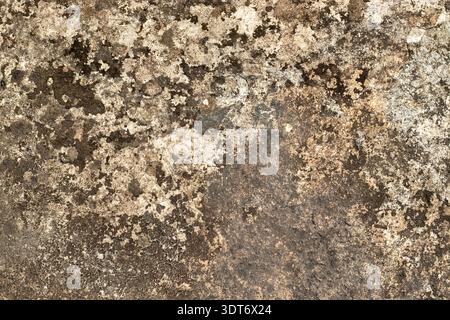 Rough earthy textured background resembling weathered stone, featuring brown and beige tones, irregular stains, granular surface, and rustic aged appe Stock Photo