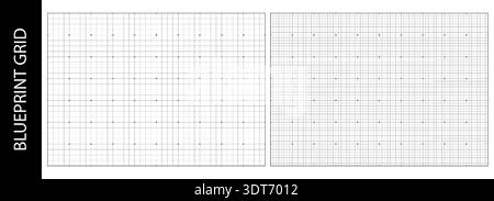 Paper grid overlay for blueprint bg, scan pattern print. Point and dot line for tech hud, graph square texture. Black map grid of architecture floor Stock Vector
