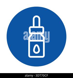 Simple and modern dropper bottle icon on a blue background, suitable for health and wellness projects. Ideal for branding and graphic design needs. Stock Vector