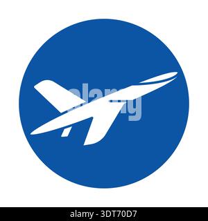This image features a minimalist drone icon enclosed in a blue circular background. The design emphasizes modern technology and innovation in aviation Stock Vector