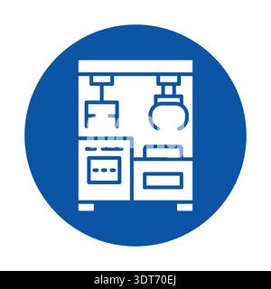 A modern industrial equipment icon in blue, suitable for branding or digital applications. This illustration captures the essence of functionality and Stock Vector