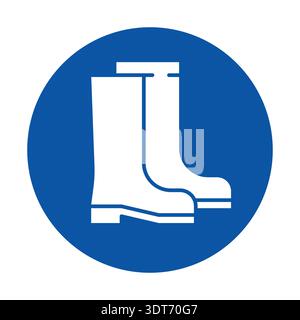 This illustration features a pair of rubber boots set against a vibrant blue circle, perfect for representing outdoor activities and rainy weather. Stock Vector