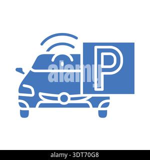 Automated parking management color flat icon. Vector isolated element. Editable stroke. Stock Vector