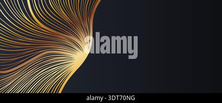 Elegant swirling lines inspired by wood rings with a dark backdrop and open text zone. Perfect for cards, ads, and luxury designs. Stock Vector