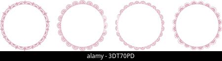 Pastel lace frame set with a whimsical feel, ideal for wedding designs, bachelorette invitations and feminine decor. Stock Vector