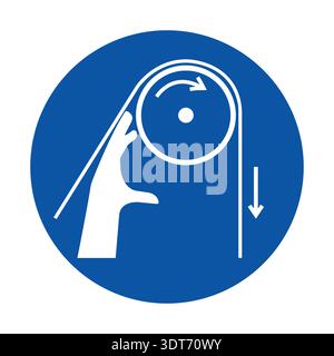 This graphic features a hand manipulating a circular object, demonstrating motion direction with clear visual indicators. Ideal for educational and in Stock Vector