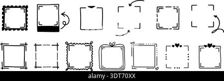 Cute doodle QR borders with uneven lines and decorative corners. Perfect for friendly brands, cafes and shops that want a casual look and clear scan m Stock Vector