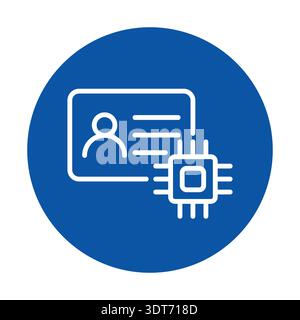 This graphic illustrates a digital ID card with a microchip symbol, emphasizing themes of identity, technology, and security in modern applications an Stock Vector