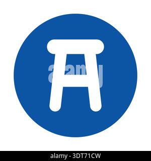 This image features a simple blue background with a stylized white stool icon, showcasing modern minimalistic design ideals suitable for various creat Stock Vector