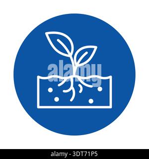 Simple yet impactful illustration of a plant sprouting from soil, showcasing growth on a blue background. Ideal for nature, gardening, and sustainabil Stock Vector