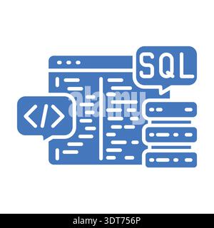 SQL query assistance color flat icon for digital and print projects.  Minimal clean icons for apps and websites. Modern simple icons for UI UX and bra Stock Vector