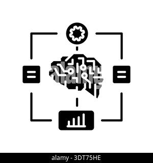 Algorithm optimization black flat icon for digital and print projects.  Minimal clean icons for apps and websites. Modern simple icons for UI UX and b Stock Vector
