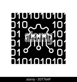 Automatic code generation black flat icon for digital and print projects.  Minimal clean icons for apps and websites. Modern simple icons for UI UX an Stock Vector