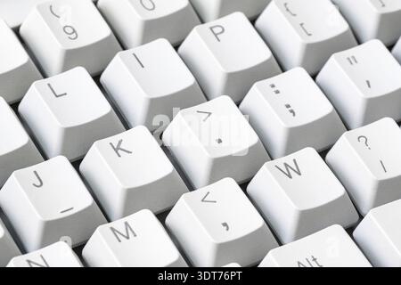 Old computer keyboard with big keys. Close-up view Stock Photo