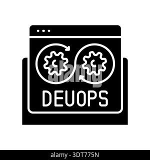 DevOps automation black flat icon for digital and print projects.  Minimal clean icons for apps and websites. Modern simple icons for UI UX and brandi Stock Vector
