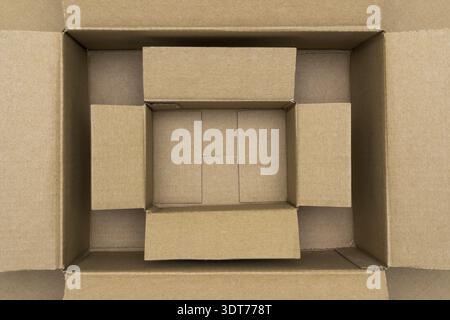 Empty open rectangular cardboard boxes, close up view Stock Photo