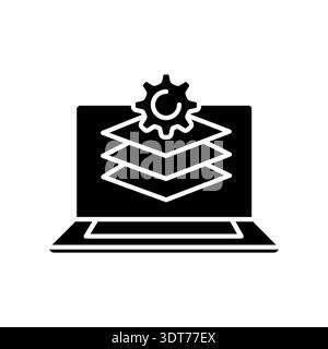 Technology stack selection black flat icon for digital and print projects.  Minimal clean icons for apps and websites. Modern simple icons for UI UX a Stock Vector
