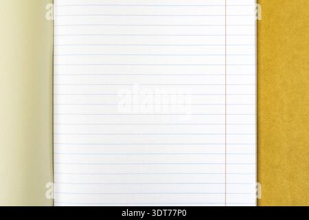 Open empty notebook with lined pages. Close up view. Copy-space Stock Photo