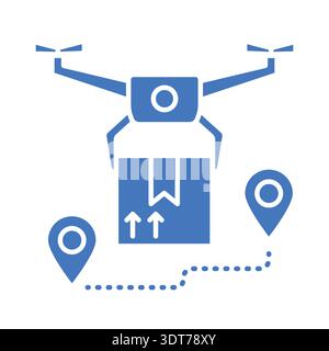Drone based delivery systems color flat icon for digital and print projects.  Minimal clean icons for apps and websites. Modern simple icons for UI UX Stock Vector