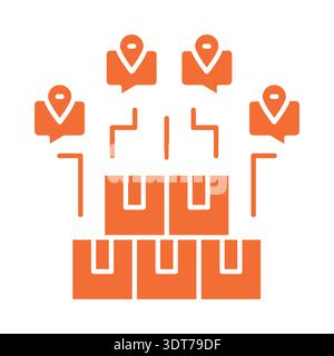 route optimization for delivery services color flat icon for digital and print projects.  Minimal clean icons for apps and websites. Modern simple ico Stock Vector