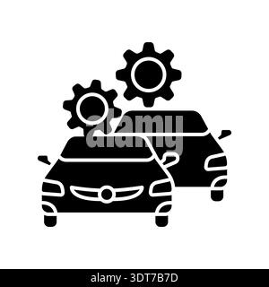 Fleet management black flat icon for digital and print projects.  Minimal clean icons for apps and websites. Modern simple icons for UI UX and brandin Stock Vector