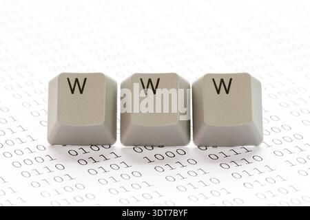 Computer binary code and WWW word made from a keyboard Stock Photo