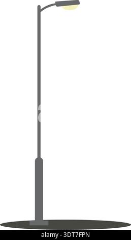 Simple flat illustration of a tall street lamp with a curved arm and small light head Stock Vector