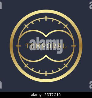 Circular emblem with temporal text and subtle tick marks suggesting time and cycles Stock Vector