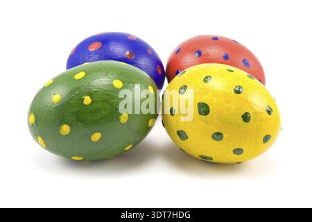 Four colorful easter eggs on white background Stock Photo