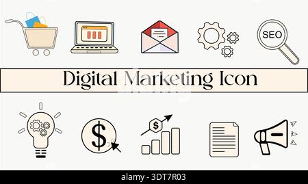 Digital Marketing Icon Set Editable Vector Illustration Stock Vector