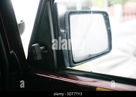 side mirror car view from cabin Stock Photo