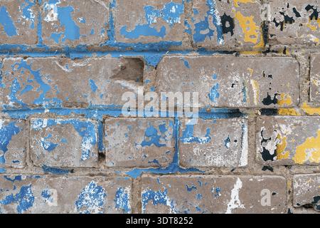 Painted Brick Wall Background. Old Grungy Brickwork Horizontal Texture. Brick Wall Backdrop Stock Photo