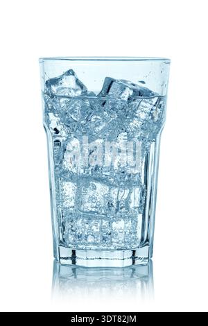 Glass of pure water with ice cubes. Isolated on white background Stock Photo