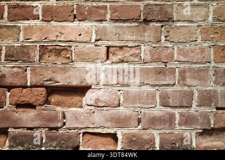 Messy red brown old shabby brick wall background texture Stock Photo
