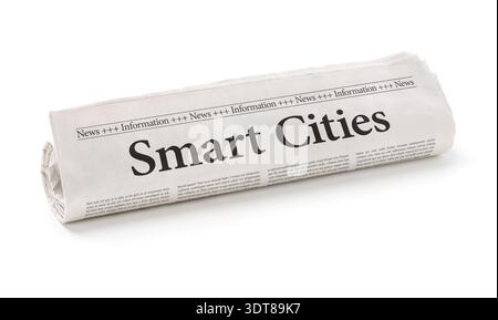 Rolled newspaper with the headline Smart Cities Stock Photo