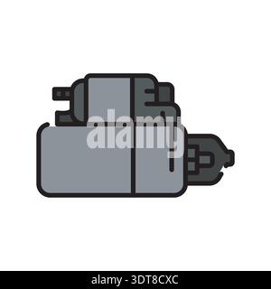 starter black line icon. Vector isolated element.Editable stroke Stock Vector