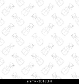 Spray Bottle Pattern Seamless Line Art Stock Vector