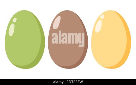 Glossy Colorful Eggs Trio Easter Stock Vector